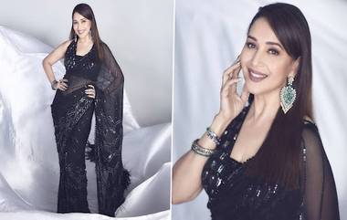 अभिनेत्री Madhuri Dixit ने शेअर केले काळ्या साडीवरचे मनमोहन फोटो (See Pics)