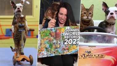 कुत्रा आणि मांजरीने एकत्र केली स्कुटर सफर; Guinness World Record मध्ये नोंद (Watch Video)
