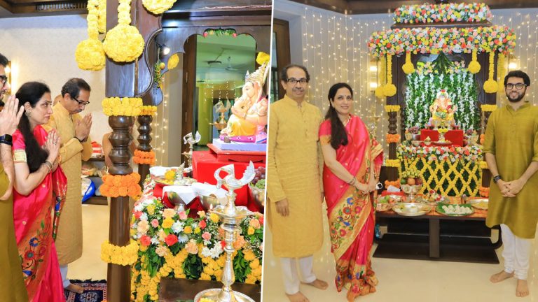 Varsha Bungalow Ganpati 2021: महाराष्ट्र मुख्यमंत्री शासकीय निवासस्थान 'वर्षा' वर गणपतीचं आगमन; पहा फोटोज