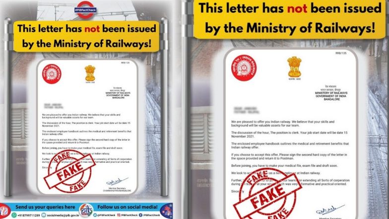 Fact Check: लोकांना पाठवले जात आहे रेल्वेमधील नोकरीचे बनावट ऑफर लेटर; जाणून घ्या काय आहे सत्य