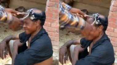 Desi Jugaad Video: डोक्यावरील केस कापण्यासाठी व्यक्तीचे लढवली शक्कल, गवत कापण्याच्या मशीनचा वापर केल्याचे पाहून लोक झाले हैराण