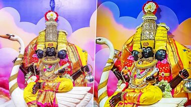 Kolhapur Mahalaxmi Navratri 2021: नवरात्रीच्या पहिल्या दिवशी कोल्हापूरच्या अंबाबाईचे ब्रम्हाणी मातृका रुपात दर्शन (See Pics)