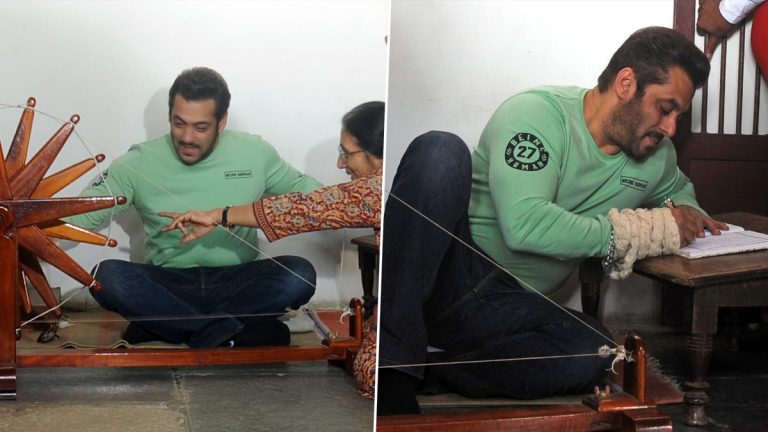 Salman Khan Visit Sabarmati Ashram: ‘अंतिम’च्या प्रमोशनसाठी ‘भाईजानने’ दिली साबरमती आश्रमाला भेट, बापूंचा 'चरखा'पण चालवला