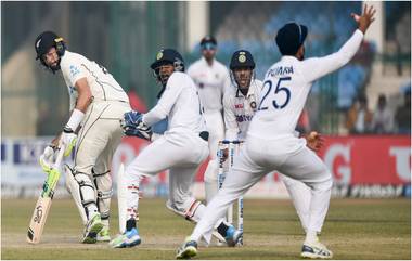 IND vs NZ 1st Test Day 5: नाईट वॉचमन Will Somerville याच्यासह टॉम लॅथमने भारतीय गोलंदाजांना फोडला घाम, Lunch पर्यंत यजमानांचा विकेटसाठी संघर्ष