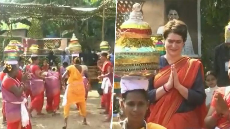 Priyanka Gandhi: प्रियांका गांधी यांनी गोव्यातील मोरपिर्ला गावात आदिवासी महिलांसोबत केले पारंपारिक नृत्य 