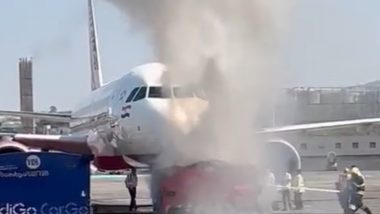 Fire At Mumbai Airport: मुंबई विमानतळावर दुर्घटना थोडक्यात टळली, Air India कंपनीच्या विमानाला पुशबॅक देणाऱ्या वाहनास आग (WATCH VIDEO)