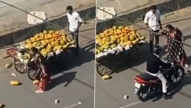 Shocking Viral Video: गरीबाच्या पोटावर पाय! छोट्याच्या चुकीवरून संतापलेल्या महिलेले फेरीवाल्याची फळे जमिनीवर फेकली, व्हिडिओ व्हायरल 