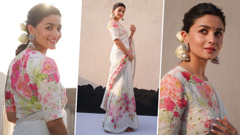 Alia Bhatt Photos: कानात झुमके, कपाळावर बिंदी लावून आलिया भट्टने चाहत्यांना लावले वेड, पांढऱ्या साडीतील 'हे' फोटोज सोशल मीडियावर होत आहेत व्हायरल