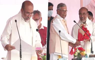 Manipur CM Oath Ceremony: एन बिरेन सिंग यांनी घेतली मणिपूरच्या मुख्यमंत्री पदाची शपथ