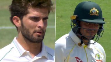 PAK vs AUS 2nd Test: शाहीन आफ्रिदी याच्या एकामागून एक आक्रमक गोलंदाजीने त्रासला ऑस्ट्रेलियन क्रिकेटपटू, मैदानात दोघांनी एकमेकांना दिला टशन; पहा Video