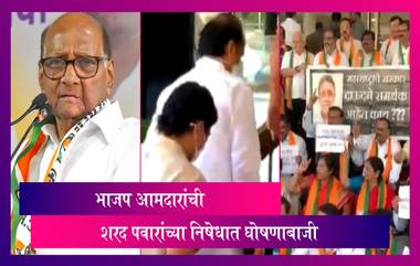 विधानसभेत Ajit Pawar एन्ट्री करतांना  भाजप आमदारांची Sharad Pawar च्या निषेधात घोषणाबाजी