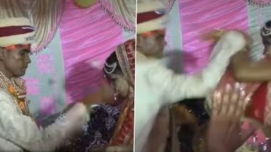 Watch Viral Video: वरमाळा समारंभात एका किरकोळ कारणावरून चिडलेल्या वराने वधूला कानशिलात लगावली