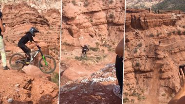 Cycle Stunt Viral Video: मुलीने उंच टेकडीवरून सायकलसह मारली उडी; व्हिडीओ पाहून येईल अंगावर काटा