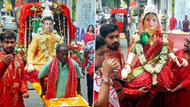 Ranbir-Alia Wedding: कोलकात्यात चाहत्यांनी रणबीर-आलियाचे लग्न केले थाटात साजरे; अभिनेत्रीला दिले माँ दुर्गेचे रूप, पहा फोटोज