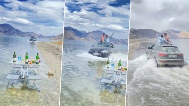 Ladakh मधील पॅंगॉन्ग तलावात पर्यटक कार चालवतांना दिसले, व्हिडिओ व्हायरल, अनेकांनी व्यक्त केला संताप
