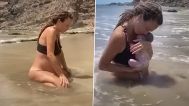 Woman Free Birthing her Son in the Ocean: महिलेने चक्क समुद्रामध्ये दिला आपल्या बाळाला जन्म; पहा व्हिडिओ