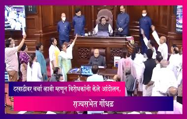 Rajya Sabha: दरवाढीवर चर्चा व्हावी म्हणून विरोधकांनी केले आंदोलन, राज्यसभेत गोंधळ