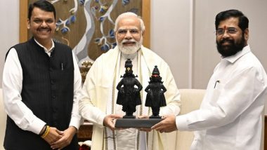 मुख्यमंत्री एकनाथ शिंदे आणि उपमुख्यमंत्री देवेंद्र फडणवीस यांनी घेतली पंतप्रधान नरेंद्र मोदी यांची भेट