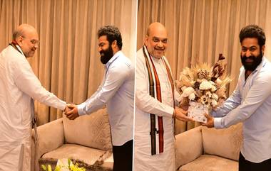 Amit Shah Met Jr NTR: देशाच्या गृहमंत्र्यांवरही दक्षिणात्य सिनेमांची जादू, अमित शाह आणि साऊथ सुपरस्टार ज्युनिअर एन टी आरची विशेष भेट