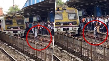 Dog Rescue From Rail Track Viral Video:रेल्वे ट्रॅकवर कुत्रा पाहून मुंबई लोकल समोर मुक्या प्राण्याला वाचवायला उतरला तरूण; 'जिगरबाज' वृत्तीचं सोशल मीडीयात कौतुक (Watch Video)