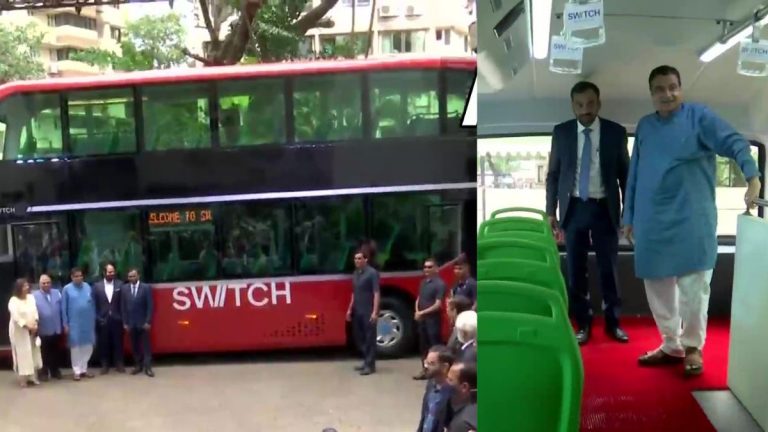 भारतातील पहिल्या Double Decker AC Electric Bus चं लोकार्पण Union Transport Minister Nitin Gadkari च्या हस्ते संपन्न; पहा पहिली झलक