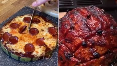 Watermelon Pizza: सोशल  मीडीयात कलिंगड पिझ्झा चं रील वायरल; विचित्र पाककौशल्य पाहून नेटकरी हैराण! (Watch Viral Video)