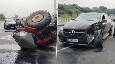 Viral Accident Video: ट्रॅक्टरची कारला जोरदार धडक, अपघातात ट्रॅकटरचे चक्क दोन तुकडे पण कारचं मात्र किरकोळ नुकसान; पहा व्हिडीओ