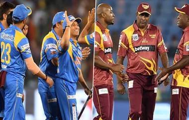 IND Legends vs WI Legends: मुसळधार पावसामुळे भारत लिजेंड्स आणि वेस्ट इंडिज लिजेंड्स यांच्यातील सामना रद्द