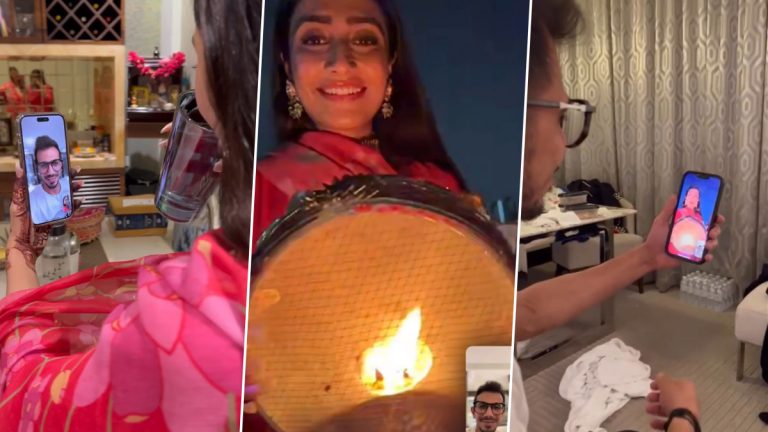 Karwa Chauth Viral Video: ऑस्ट्रेलियात टी-20 विश्वचषकाची तयारी करत असलेल्या Yuzvendra Chahal ची पत्नी Dhanashree Verma ने Video Call वर त्याला बघुन सोडले व्रत