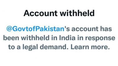 Pakistan Government Twitter Account Banned in India: पाकिस्तान सरकारच्या ट्विटर अकाउंटवर भारतात बंदी, सुरक्षेच्या दृष्टीने घेतला निर्णय