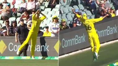 ENG vs AUS 1st ODI: ऑस्ट्रेलियन खेळाडूने सीमा रेषेवर हवाई क्षेत्ररक्षणाने सर्वांना केले आश्चर्यचकित, संघासाठी वाचवले 5 रन (Watch Video)