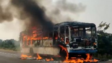 Amravati Bus Fire: अमरावतीत चालत्या बसला भीषण आग, 35 प्रवाशी सुरक्षित पण बस जळून खाक