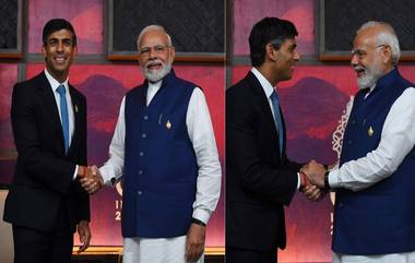 G20 Summit: जी20 शिखर परिषदेमध्ये PM Narendra Modi आणि Rishi Sunak यांची भेट; यूके वर्षाला देणार 3000 भारतीयांना व्हिसा (Watch Video)