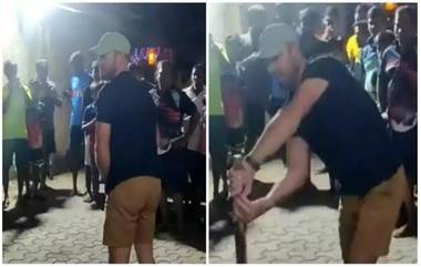 AB De Villiers Playing Street Cricket With Fans: दक्षिण आफ्रिकेचा प्रसिद्ध क्रिकेटपटू एबी डिव्हिलियर्सने मुंबईतील महालक्ष्मी येथे चाहत्यांसोबत रस्त्यावर घेतला क्रिकेट आनंद