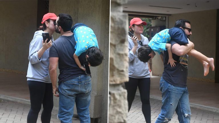 Kareena kapoor And Saif Ali Khan: तैमूरला खांद्यावर घेऊन सैफने घेतला करीनाचा लिप टू लिप किस; वाऱ्याच्या वेगाने व्हायरल होतोय दोघांचा हा रोमँटिक फोटो