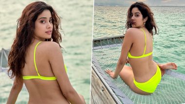 Janhvi Kapoor ने निऑन बिकिनीमधले हॉट फोटो केले पोस्ट, पहिल्यांदाच दिसून आली इतक्या बोल्ड अवतारात, पाहा फोटो