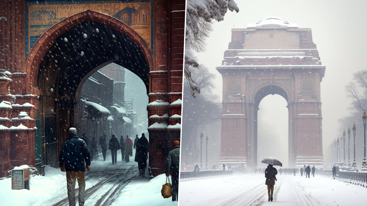 AI Art Delhi-Kolkata Snowfall: AI द्वारे जेनरेट केलेली दिल्लीतील इंडिया गेट आणि कोलकाता शहरातील बर्फवृष्टीचे फोटो पाहून नेटिझन्स म्हणाले, 'Beautiful' See Photos