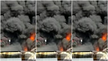 Fire breaks out at Gokul Shirgaon MIDC: गोकुळ शिरगाव एमआयडीसी परिसरात केमीकल कंपनीला भीषण आग, अग्निशमन दलाच्या पाच गाड्या रवाना (Video)