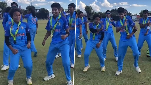 ICC Women's U19 T20 World Cup 2023  जिंकल्यानंतर मैदानात टीम इंडिया खेळाडू थिरकल्या 'काला चष्मा' गाण्यावर! (Watch Video)