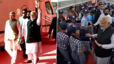 PM Narendra Modi यांचे CSMT स्थानकात  Vande Bharat मध्ये शाळकरी मुलीने  केले  संस्कृत गीत गाऊन स्वागत ( Watch Video)
