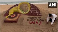 Lata Mangeshkar's 1st Death Anniversary: सँड आर्टीस्ट सुदर्शन पटनायक यांनी लता मंगेशकर पहिल्या पुण्यतिथीनिमित्त वाळूत साकारले शिल्प; See Photo