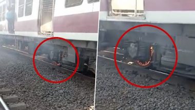Mumbai Local : आसनगाव रेल्वे स्थानकाजवळ लोकलच्या चाकाला लागली आग (Watch Video)