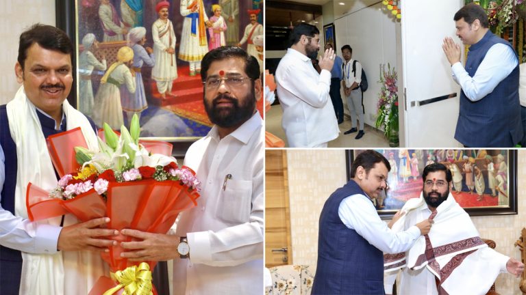 CM Eknath Shinde Birthday: मुख्यमंत्री एकनाथ शिंदे यांना वाढदिवसाच्या शुभेच्छा देण्यासाठी देवेंद्र फडणवीस पोहचले ठाण्यात; पहा Photos, Video