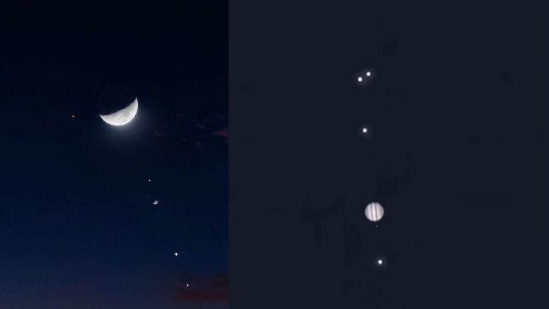 Five Planet Alignment: दुर्मिळ घटना! आकाशात एकत्र आले बुध, शुक्र, गुरु, मंगळ आणि युरेनस असे पाच ग्रह (Watch Video)