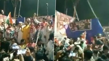 Stage Breaks Down Video: राहुल गांधी यांच्या निलंबनाविरोधात काँग्रेसची घोषणाबाजी, आयोजित सभेदरम्यान स्टेज कोसळले; व्हिडिओ व्हायरल