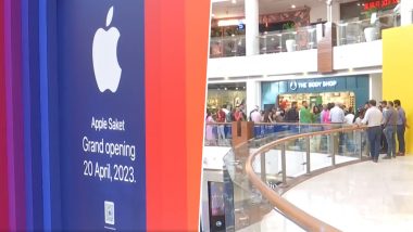 Apple BKC पाठोपाठ Apple Saket चं आज उद्घाटन; दिल्लीत Select Citywalk Mall मध्ये ग्राहकांच्या स्टोअर उघडण्यापूर्वीच रांगा  (Watch Video)