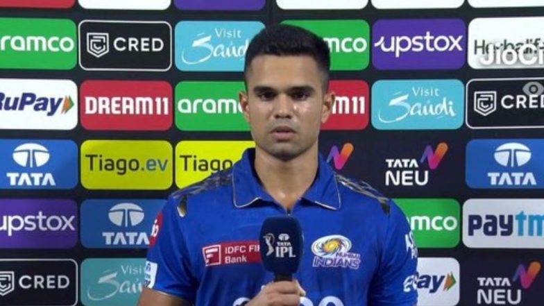 Arjun Tendulkar 1st Wicket Video: अर्जुन तेंडुलकरने हैदराबाद विरुद्धच्या शेवटच्या षटकात केली शानदार गोलंदाजी, IPL मधली घेतली पहिली विकेट (Watch Video)