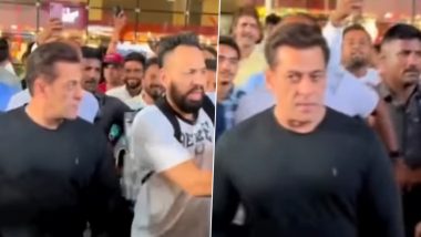 मुंबई विमानतळावर  Salman Khan ला हॅन्ड शेक करायला जवळ आलेल्या फॅन्सवर भाईजान 'अपसेट';  बॉलिगार्ड  Shera ने केलं दूर  (Watch Video)