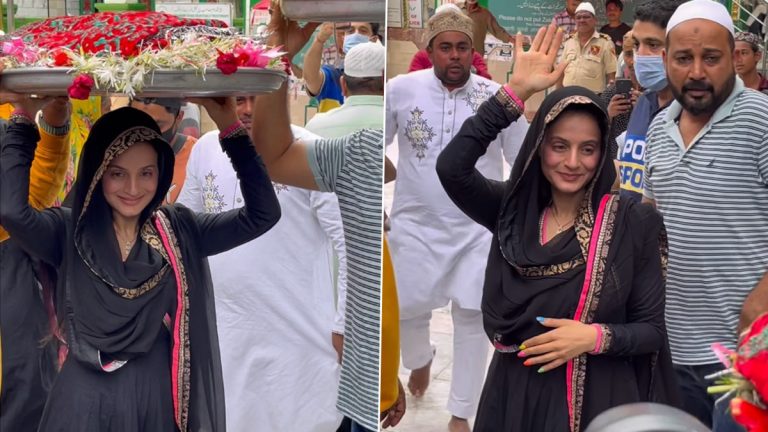 Ameesha Patel Visited Mahim Dargah: गदर 2 रिलीज होण्यापूर्वी अमिषा पटेल पोहोचली माहीम दर्गा, नेटकऱ्यांनी डिवचलं (Watch Video)