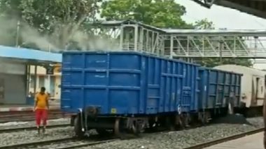 Goods Train Caught Fire at Odisha: ओडिशात पुन्हा रेल्वे अपघात; कोळसा भरलेल्या मालगाडीच्या डब्यात आग,  Watch Video
